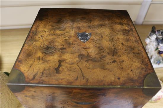 A burr walnut four bottled decanter box